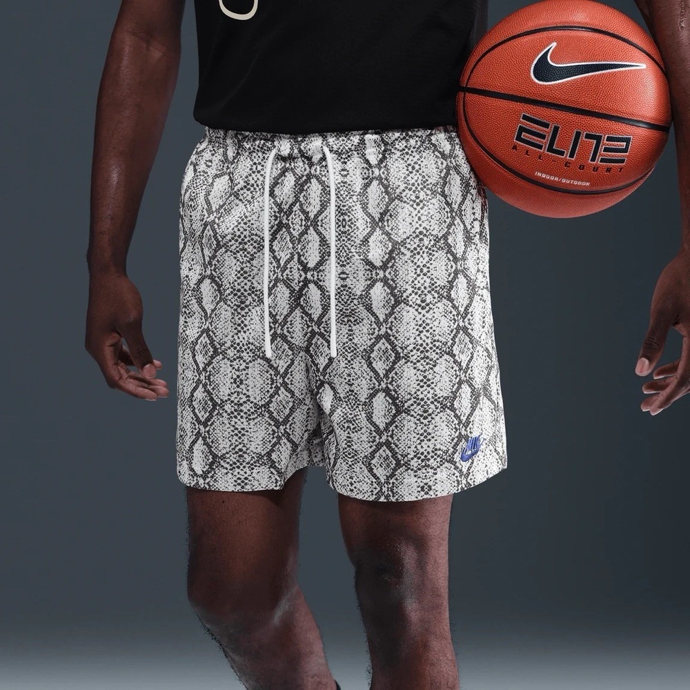 Nike Men L 5" Snake Print Basketball Mesh‎ Shorts Sail White  IB8242-133 New